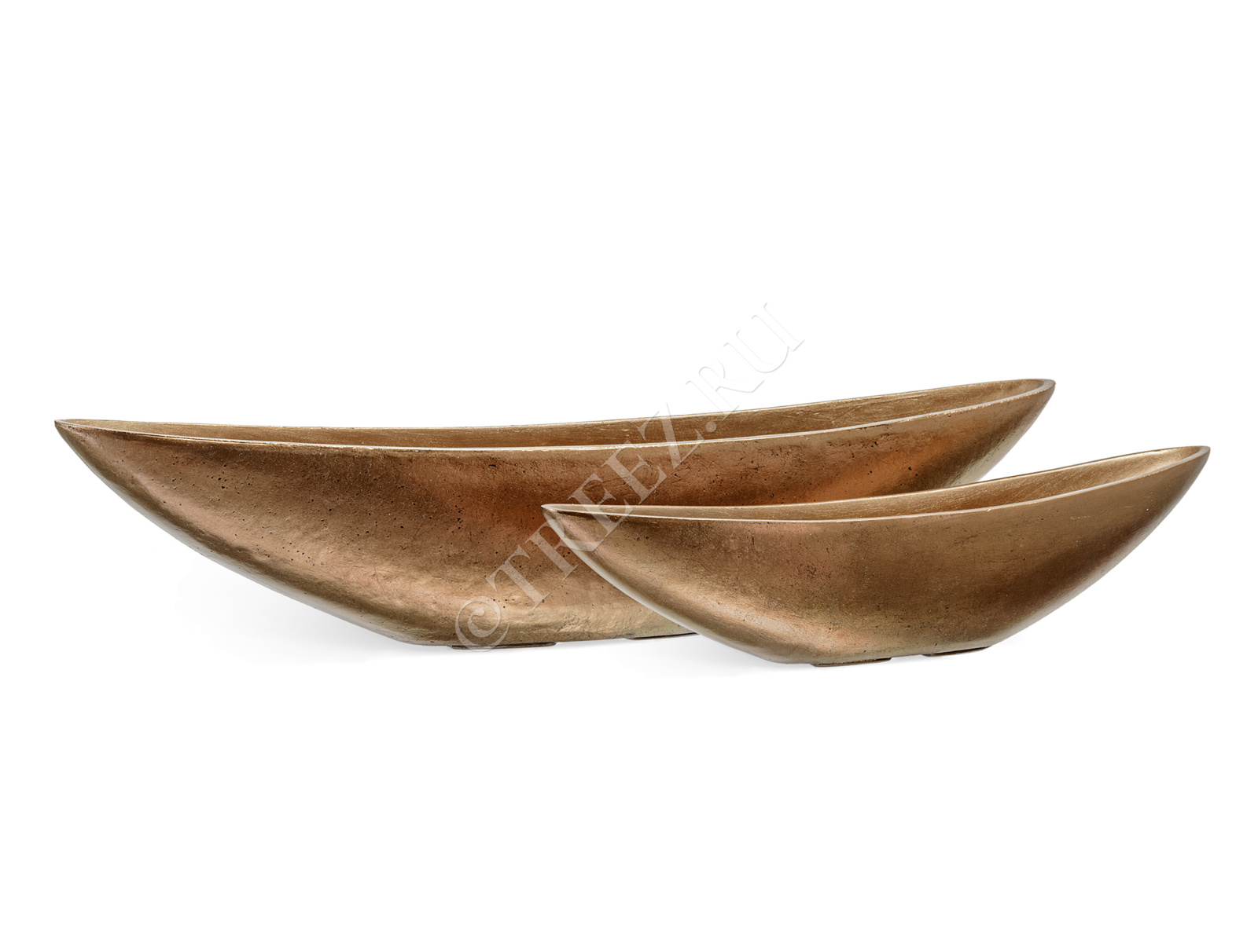 41.3321-04-053-BRS-20/90 Кашпо  Effectory - серия Metal - Ваза-Лодка (2 размера) - Тёмное матовое золото Цветочная коллекция 