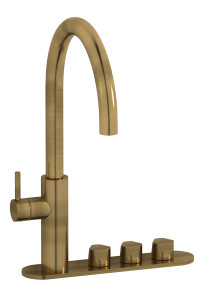 Встроенная кухонная система 4 в 1 со смесителем для подачи проточной воды и отдельными кранами для подачи натуральной фильтрованной, холодной фильтрованной и газированной фильтрованной воды на плите. WE ARE IB pu383mb Modern Bronze Puro