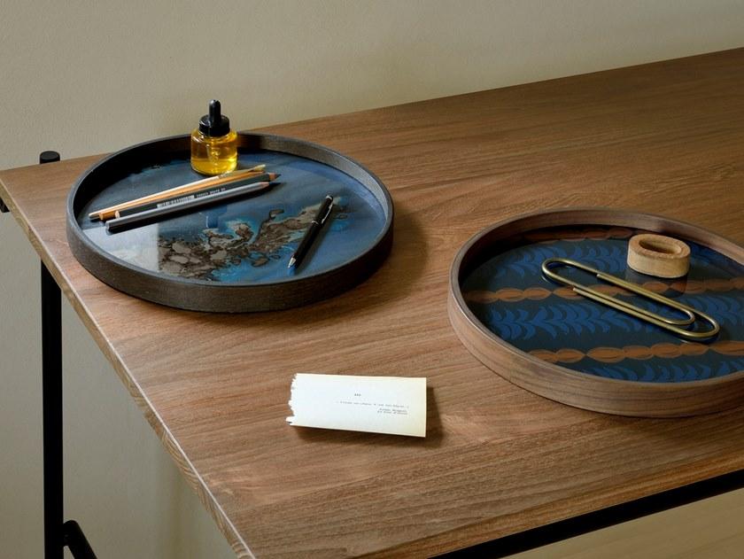 Ethnicraft Круглый поднос из дерева и стекла Linear flow 20926 - Вид №2