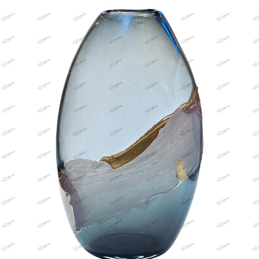 Ваза стеклянная овальная серо-бежевая 41 см от Garda Decor GARDA DECOR ДИЗАЙНЕРСКИЕ 113772 Серый 