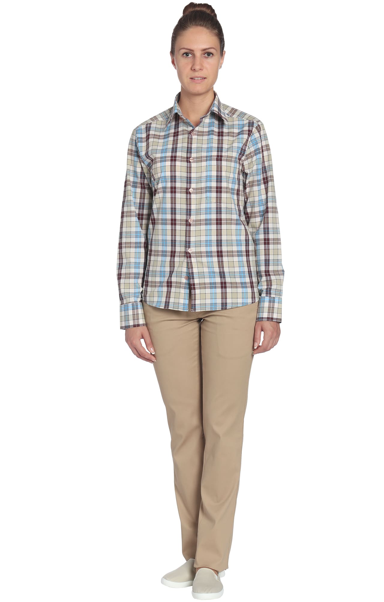 67820 Рубашка в клетку plaid beige (шотландка бежевая) HIPSTER  Толстовки, рубашки, футболки, тенниски  размер 56 (112)  - Вид №1
