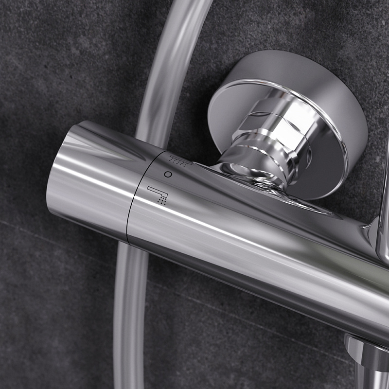 F0790420 душ.система набор: смеситель д/душа с термостатом верхн. душ d 220 мм ручн.душ 3 ф-ц AM.PM Gem - Вид №3