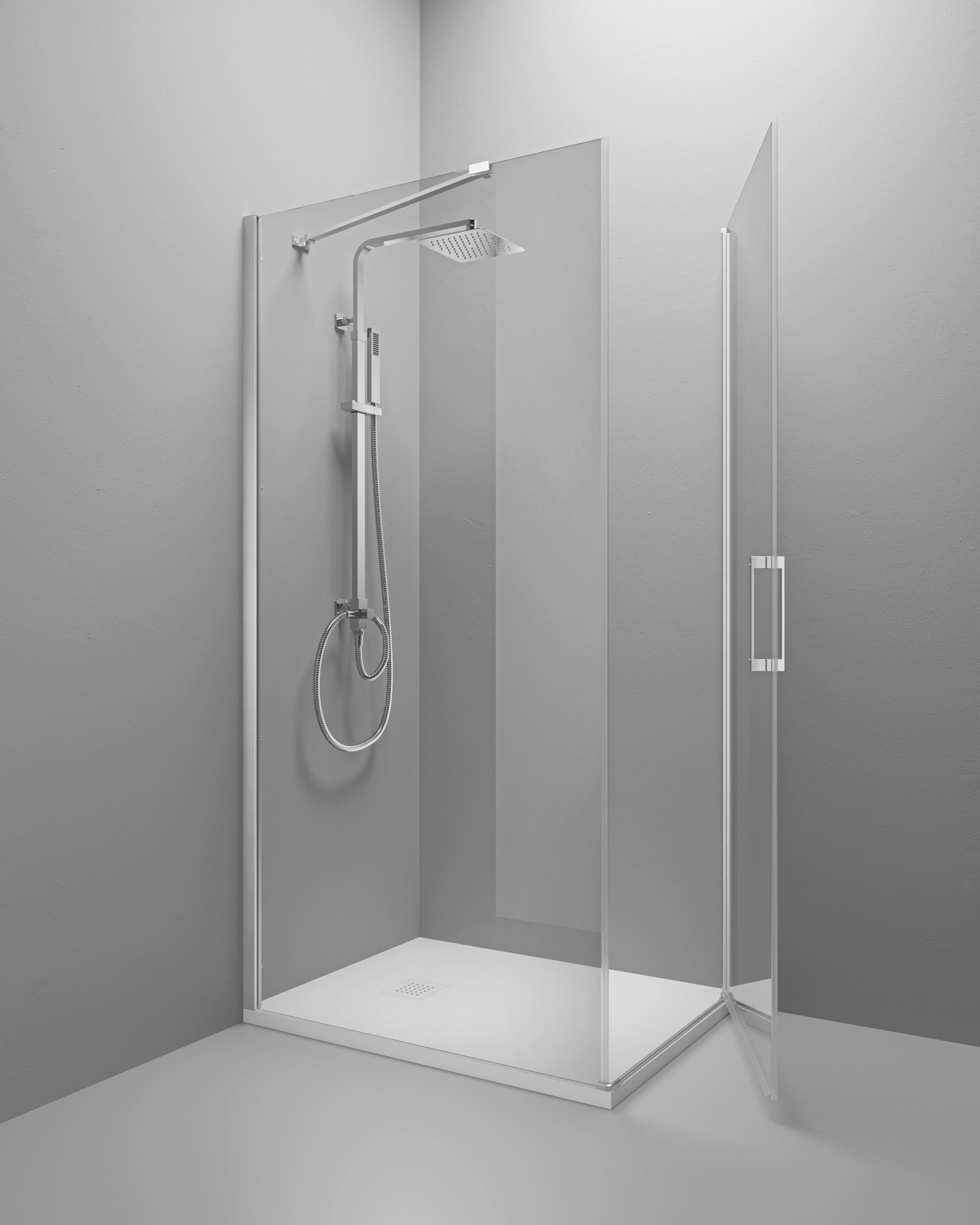 Алюминиевая и стеклянная угловая душевая кабина с распашной дверью TAMANACO SWING ARCH-00114950 - Вид №2