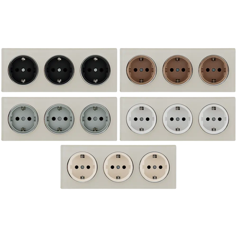 ONEKEYELECTRO — Тройная стеклянная рамка для розеток в бежевом глянце 82838528 Florence STLM-0036859 - Вид №1