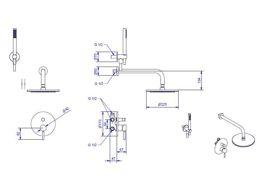 Набор для душа из хромированной латуни Bugnatese Kobuk ARCH-00136234 - Вид №2