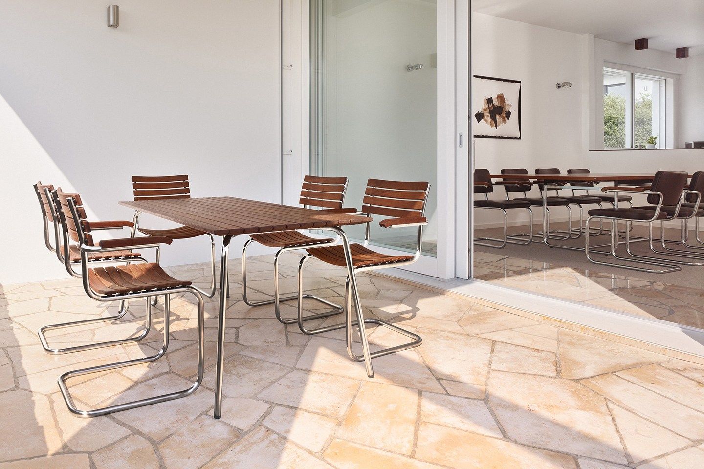 Твердый деревянный сад консольный стул с подлокотниками THONET S 40 ARCH-00095512 - Вид №1