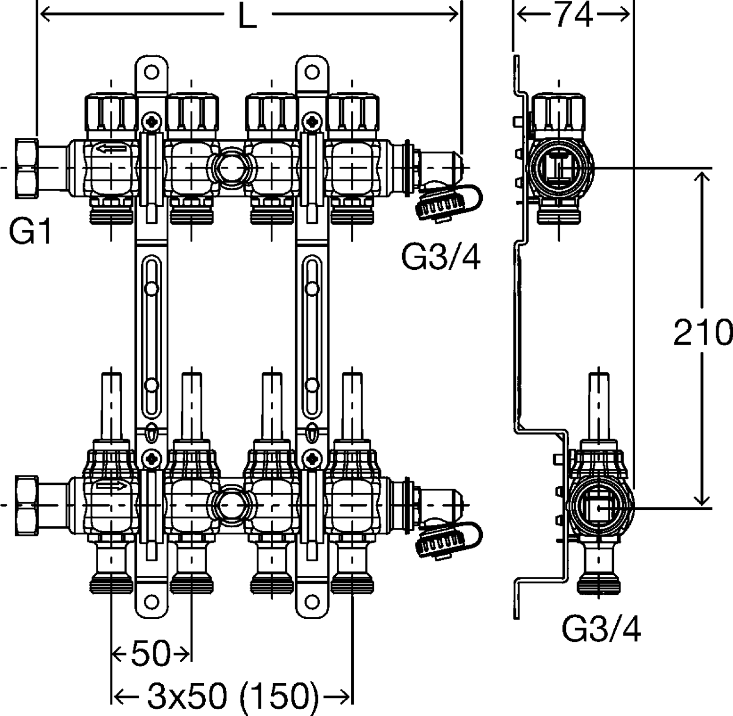 786 847 Модель 1010 Трубопроводные системы  Fonterra панельное отопление  Коллекторы  Нержавеющая сталь Santreyd  - Вид №2