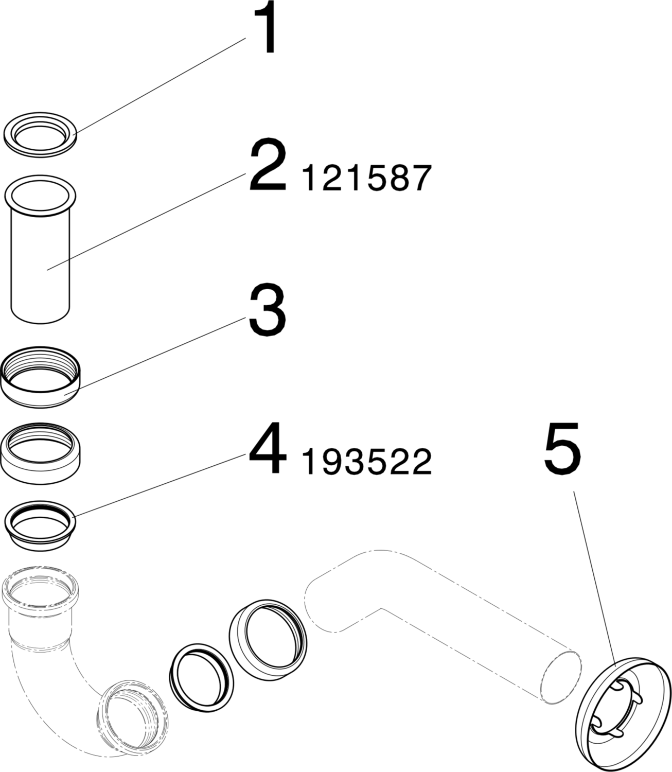 Канализационная арматура  Сифоны для умывальников и биде  Трапы для биде VIEGA 103 781 Модель 5535 Santreyd  - Вид №3