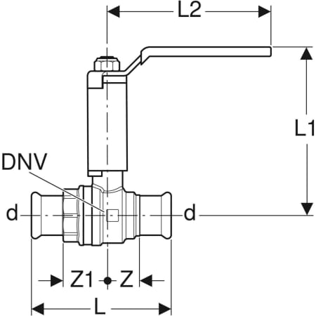 GEBERIT 94967 Шаровой кран Geberit Mapress, NPW, с рукояткой с уступом  - Вид №2