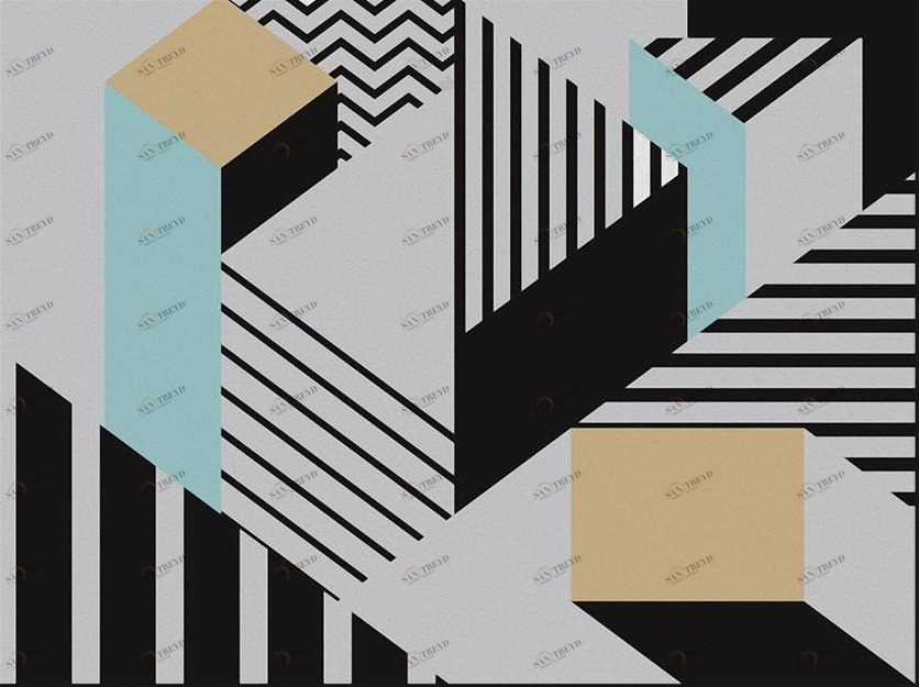 YO2 Прямоугольный коврик из полиамида с геометрическими мотивами Post modern sun-id-1386507