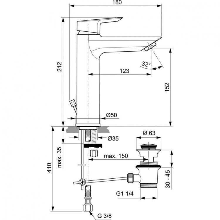 A6563AA Смеситель для раковины Ideal Standard TESI - Вид №4