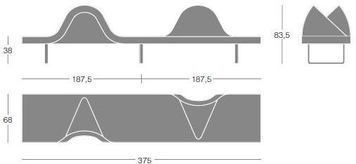 Segis Модульная скамейка с обивкой из ткани Longway Ih12  - Вид №3