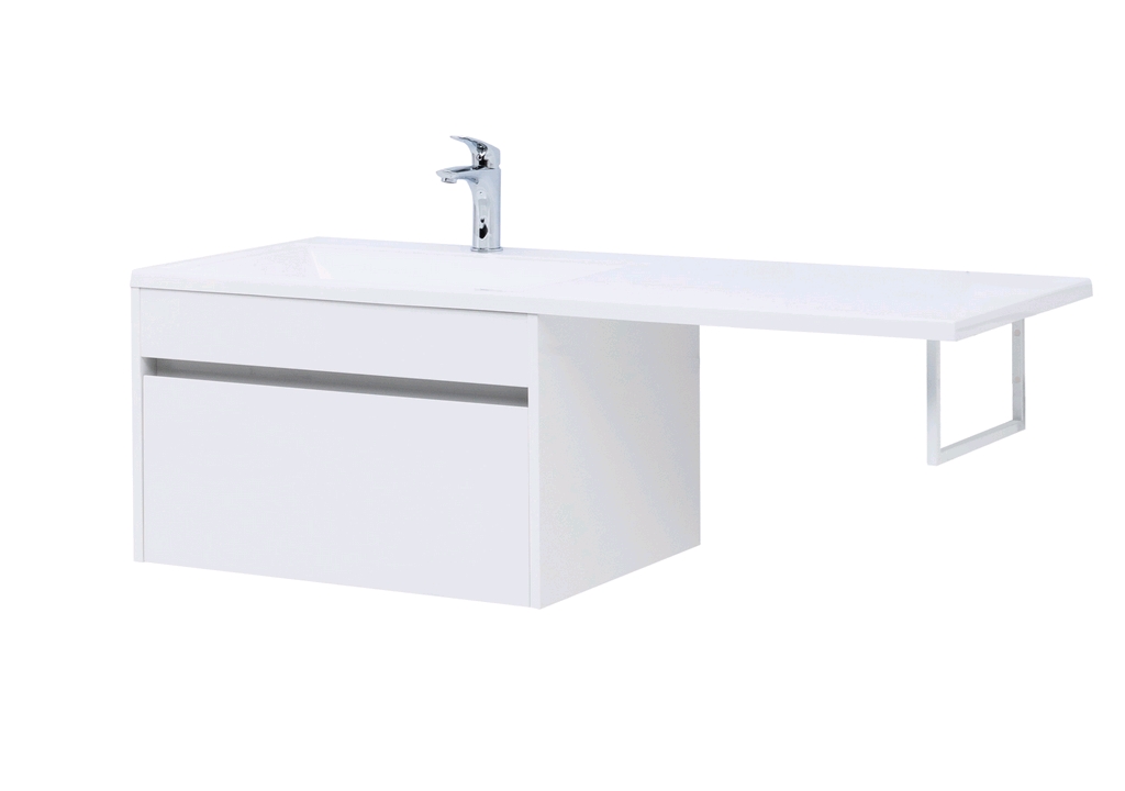 Тумба с раковиной Aquanet Токио 130 L белый (подвесная, 1 ящик) 0023691700235501 - Вид №11