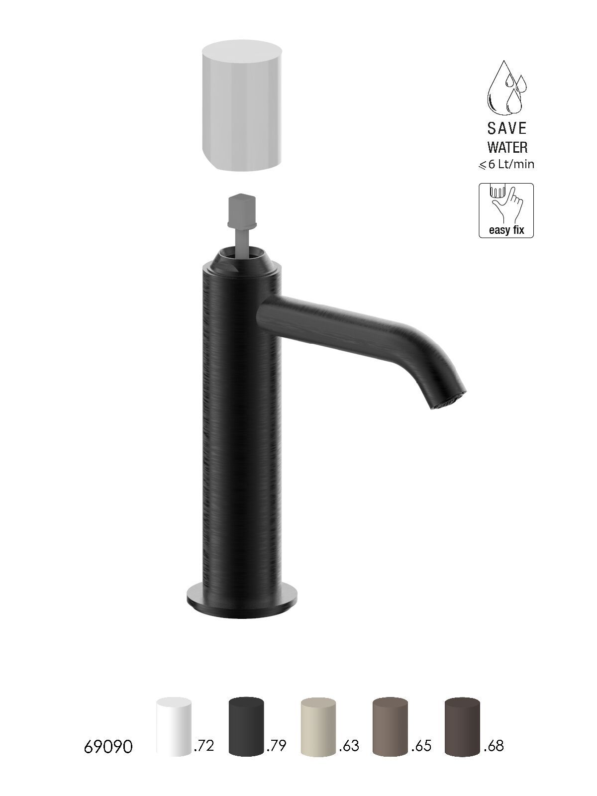 Смеситель для раковины из нержавеющей стали с ограничителем расхода Rubinetterie Frattini Pepe XLS 316 ARCH-00031588 - Вид №7