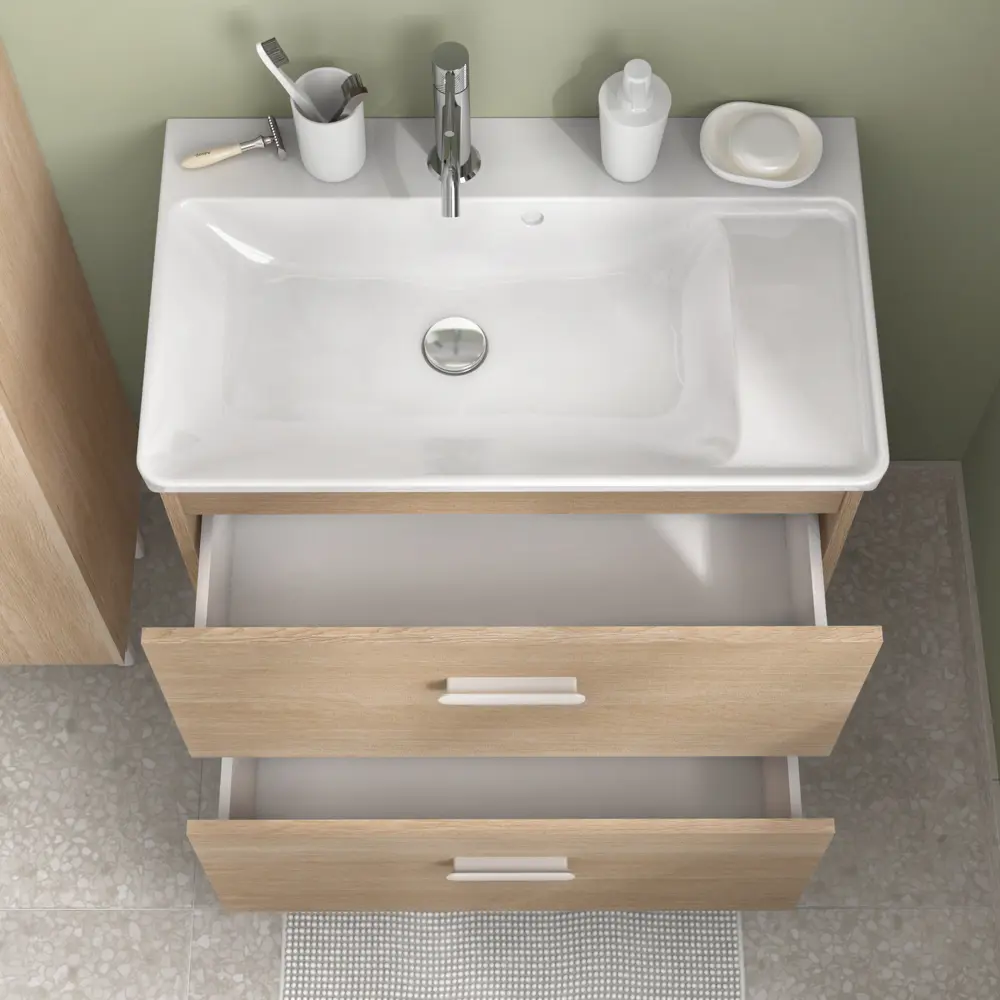 Тумба под раковину Sensea Easy напольная 70 см с двумя ящиками цвет дуб 86197262 STLM-2050744 - Вид №4