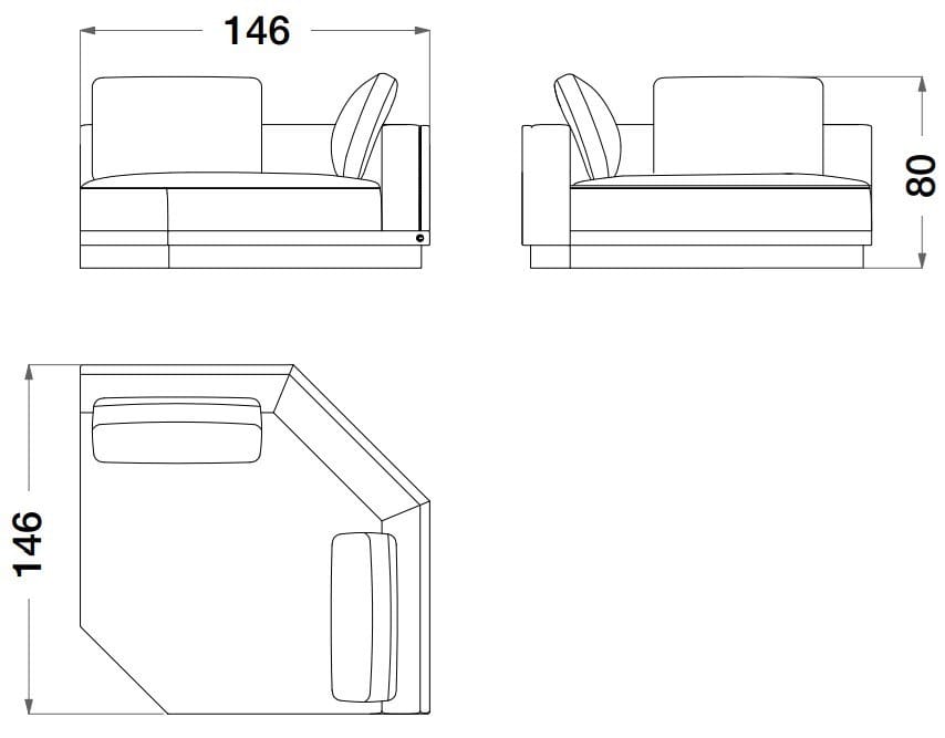 Секционный диван из кожи и ткани CPRN HOMOOD Sesto Senso ARCH-00062470 - Вид №6