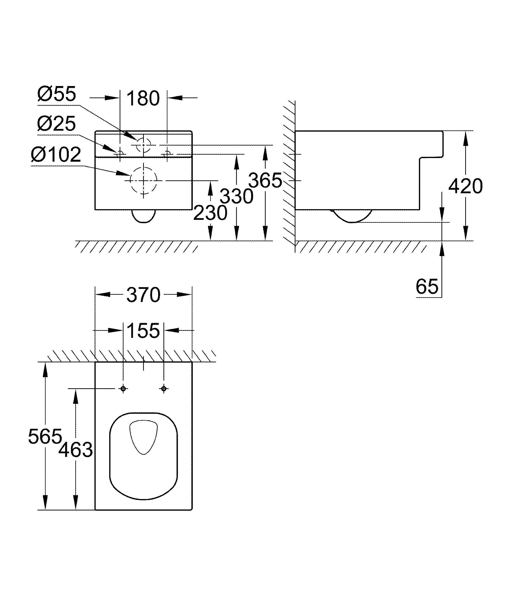 NW0040 Подвесной унитаз настенный Белый Grohe Cube Тайвань - Вид №3