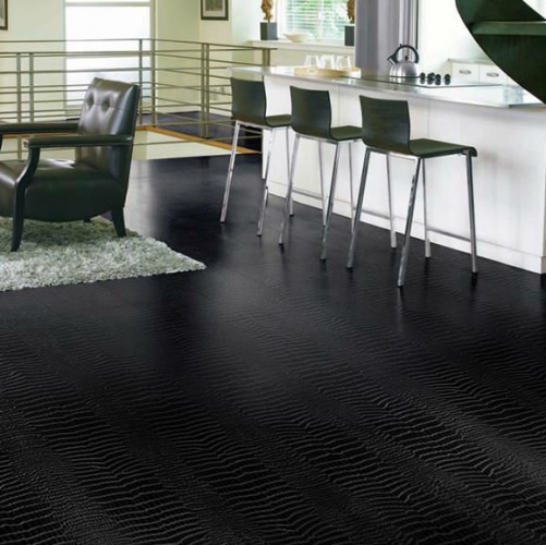 Кожаный пол Leather Leather Premium Kroko Black Натуральная кожа (Рельефная) 620х450 мм 1101500011 - Вид №1