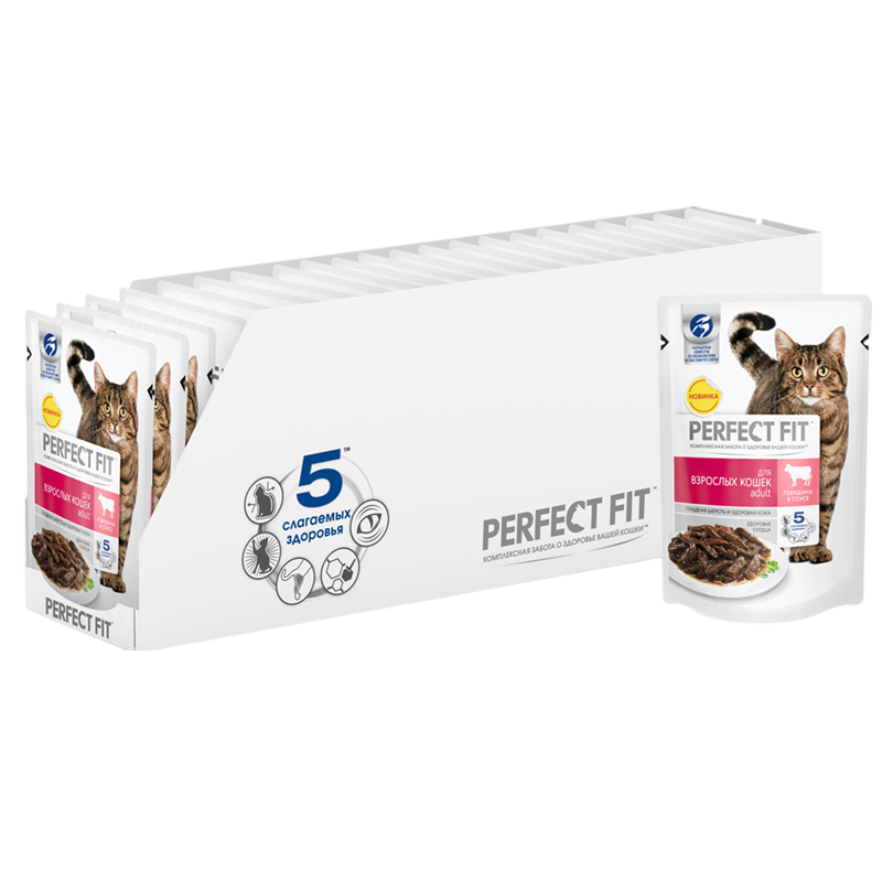ПР0041509*24 Корм для кошек говядина конс. пауч (упаковка - 24 шт) Perfect Fit 