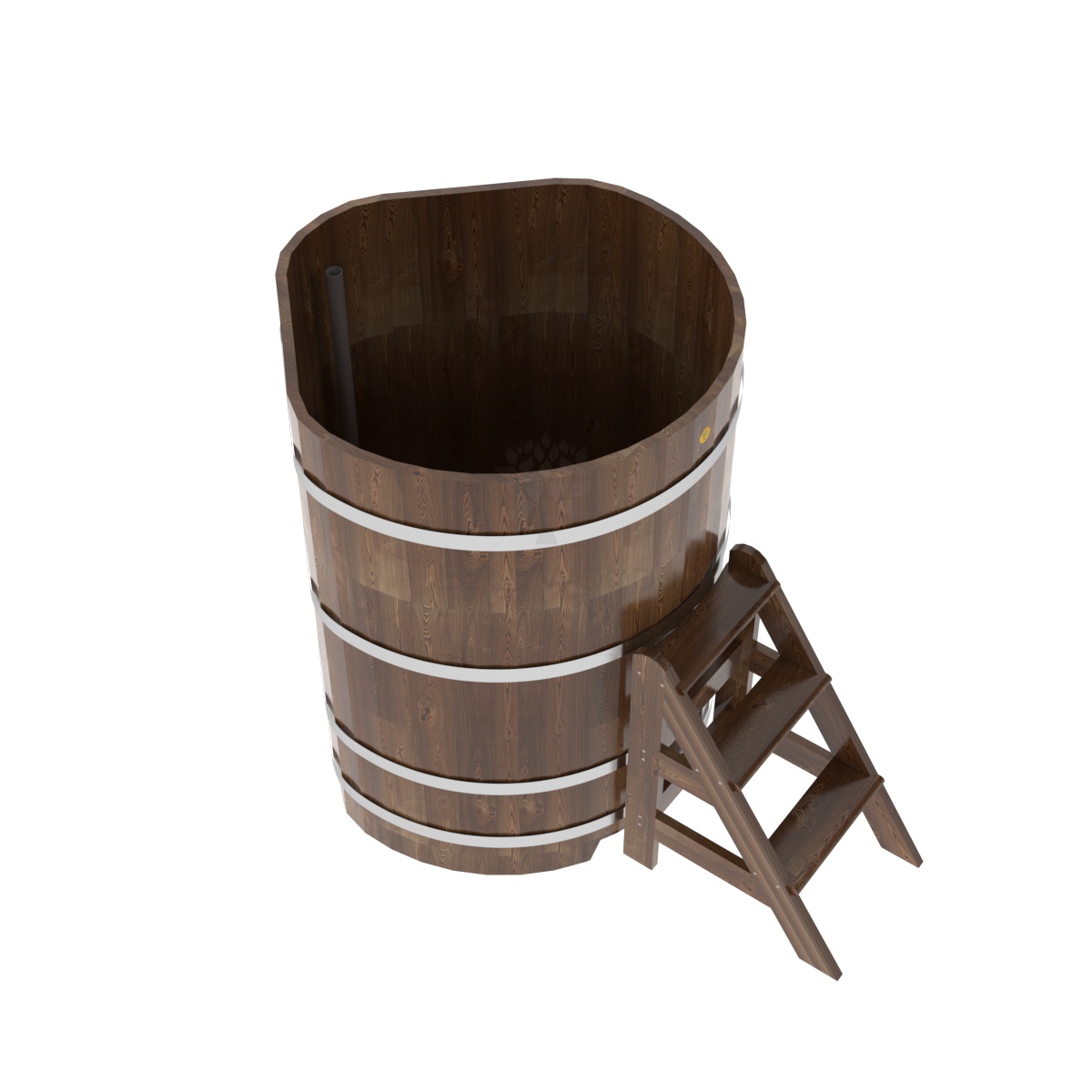 1571 Купель угловая из сращенных ламелей лиственницы 1,03х1,03х1,4 морёная Alyarus  - Вид №1