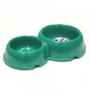 ПР0037542 Миска для животных двойная пластиковая зеленая 150\250мл ХОРОШКА