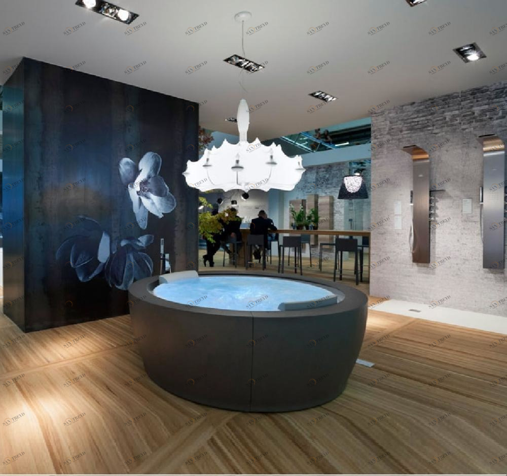 Круглая ванна напольная с панелями ECOMALTA Bolla 190 см с аэромассажем Gruppo Geromin Bolla Sfioro 2BOA2N50PAV4N0