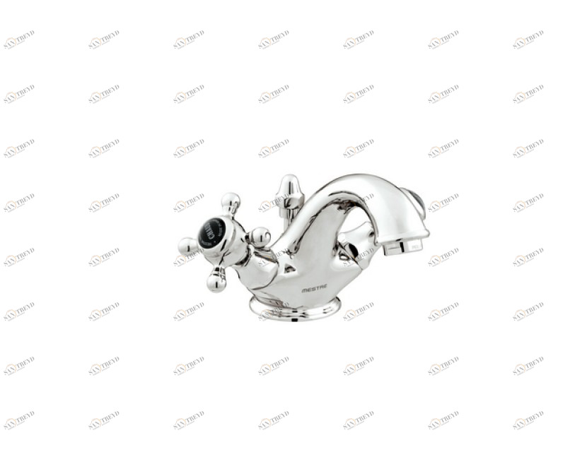 035005.N00.50 Смеситель для раковины на одно отверстие, черный фарфор Яркий хром Mestre RETRO