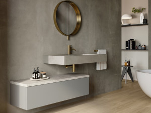 Подвесной одиночный умывальник с подвесным комодом