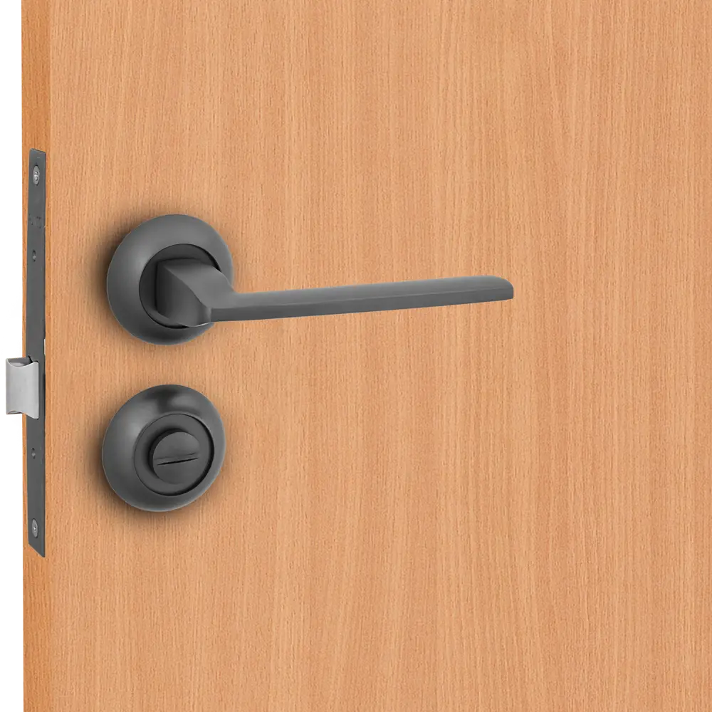 Дверные ручки Punto Spline с запиранием комплект цвет графит STLM-2193658 - Вид №7