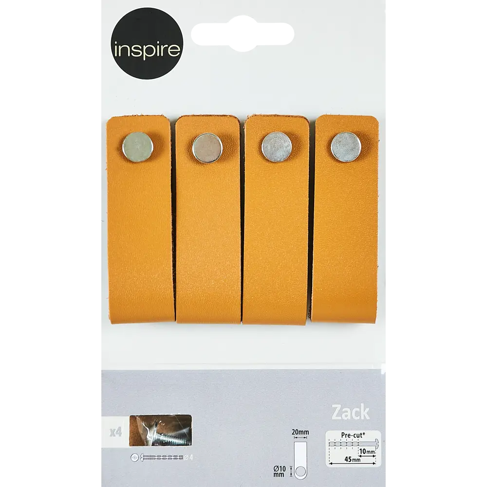 Ручка-скоба мебельная Inspire Zack 70 мм кожа цвет коричневый 4 шт. 85882216 STLM-2093019  - Вид №4