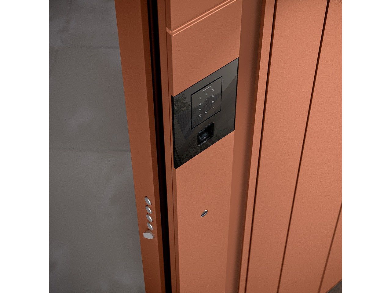 Наружная алюминиевая бронированная дверная обшивка Oikos Skydoors-вертикальные горизонты ARCH-00069342 - Вид №4