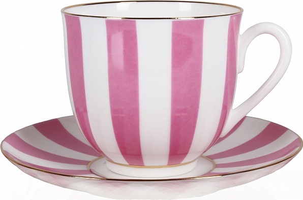 10611682 Императорский фарфоровый завод Чашка с блюдцем "Да и нет" (с отв.светло-розовой) "Ландыш 2" Фарфор костяной 