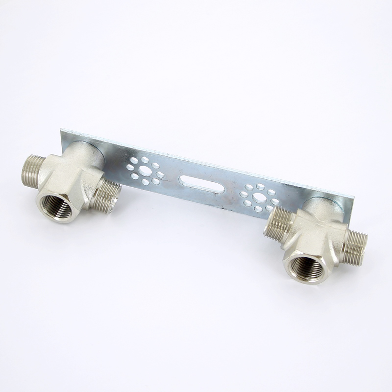 Корпус водорозетки обжим-В конус двойной проходной на планке TIEMME 1/2"х1/2"K 1640041 - Вид №2