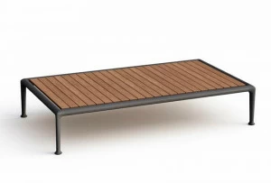 Unopiù Низкий прямоугольный журнальный столик из алюминия и тика Treble Tretabbr