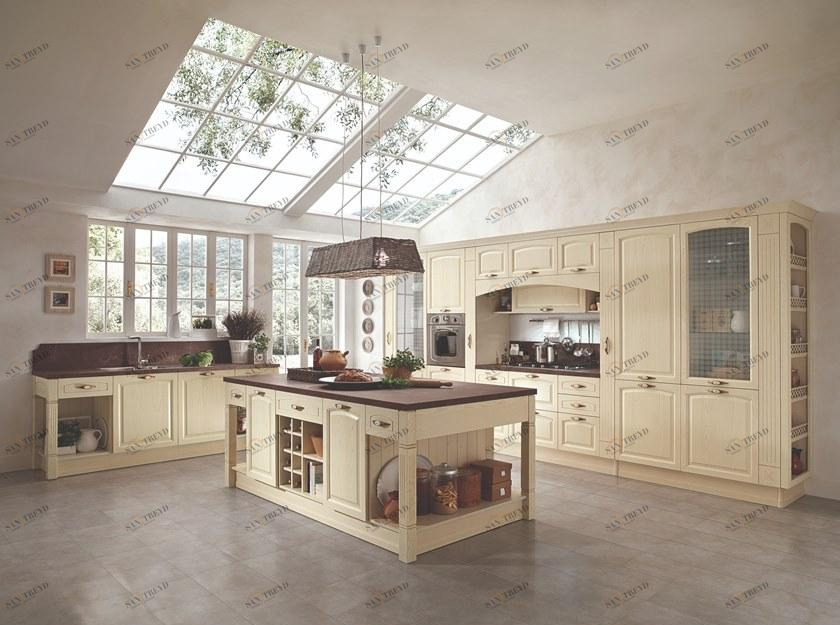 Febal Casa Деревянная кухня с островом с ручками sun-id-1348443