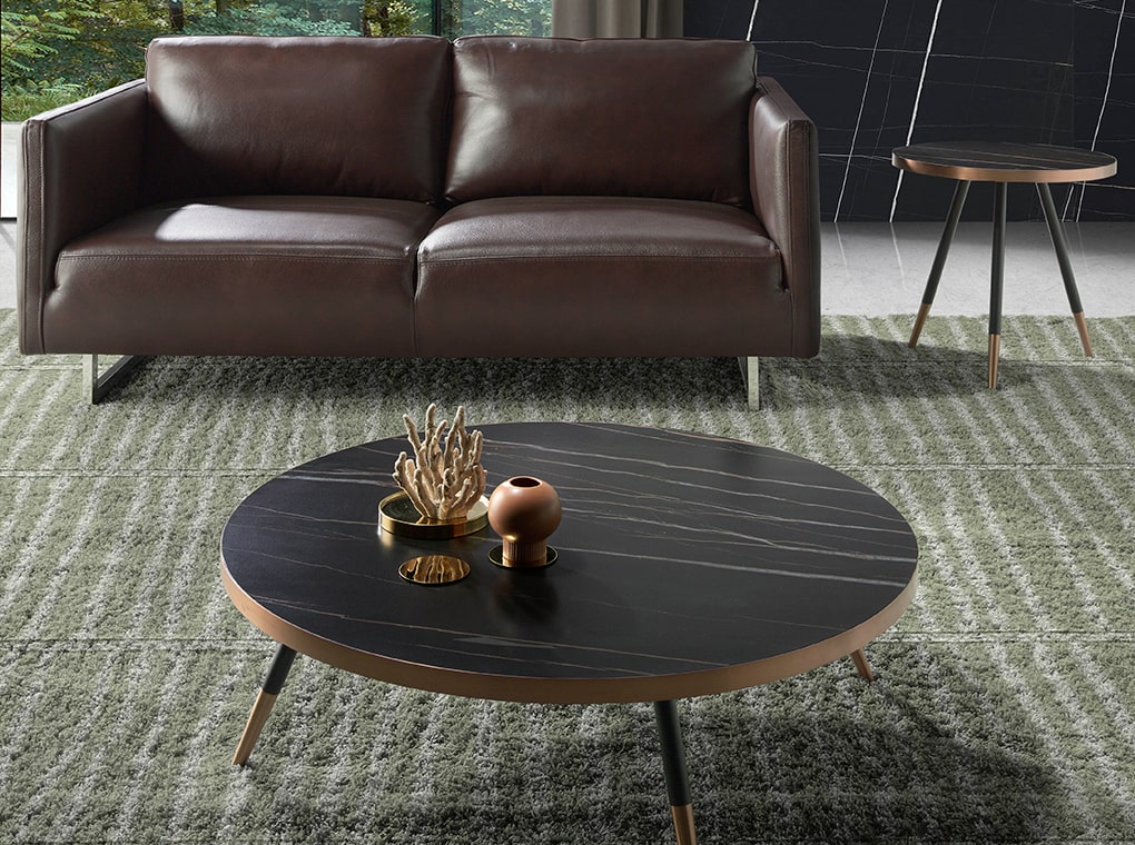 102130 Круглый журнальный столик из стали и мрамора -1AA Angel Cerda CT1015  - Вид №3