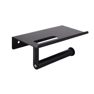 Держатель для туалетной бумаги Аквалиния B1154 с полкой для телефона цвет черный