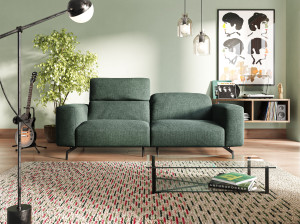 Тканевый диван с подголовником на 2 места