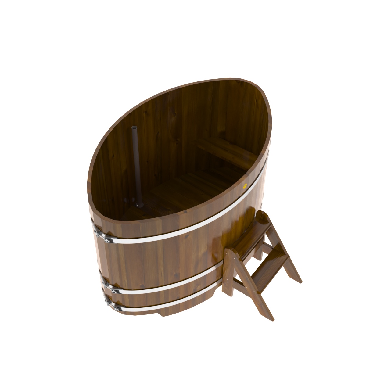 2289 Купель овальная из лиственницы Рустик 1,08х1,75х1,1 морёная Alyarus  - Вид №2