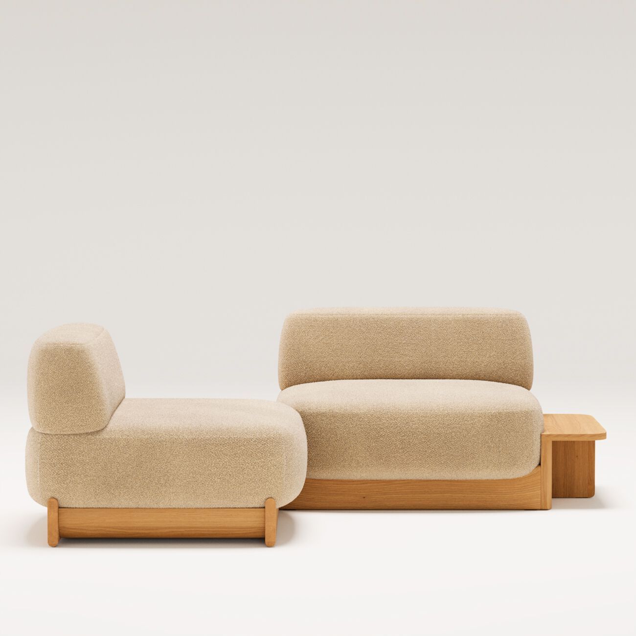 Угловой диван из ткани и дуба с шезлонгом Wewood купол ARCH-00078986 - Вид №12