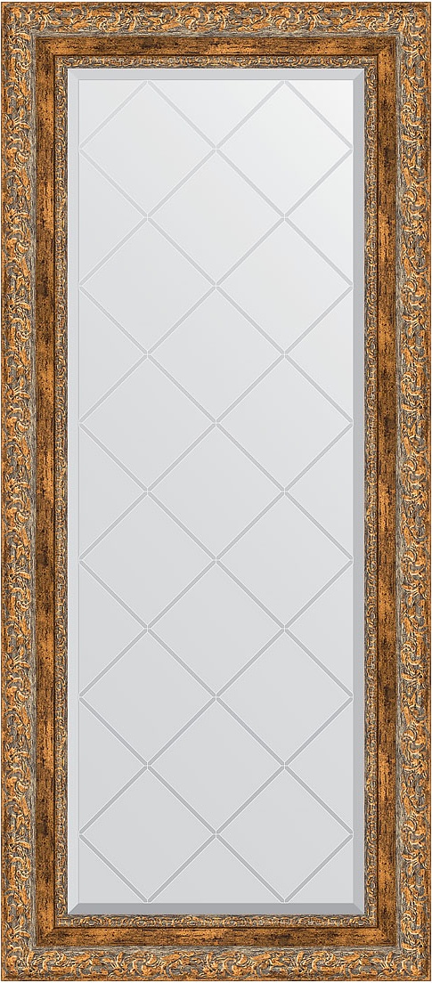 BY 4058 Зеркало с гравировкой в багетной раме - виньетка античная бронза 85 mm EVOFORM Exclusive-G