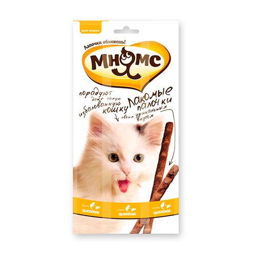 ПР0016711 Лакомство для кошек Pro Pet Лакомые палочки с цыпленком и печенью 13,5см 5г*3шт МНЯМС 