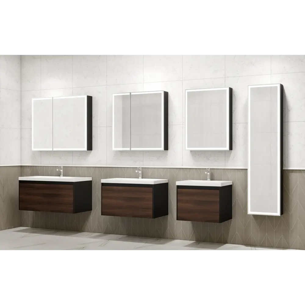 Шкаф зеркальный подвесной Montero Black LED с подсветкой 60x80 см цвет черный Santreyd STLM-2028496 - Вид №8