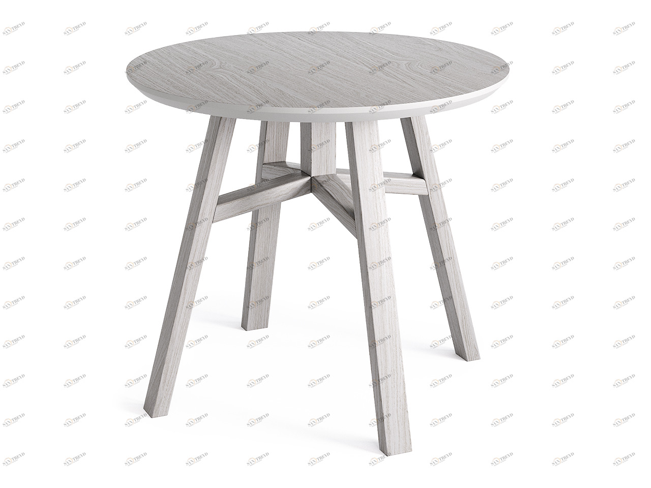 Приставной столик круглый беленый дуб, молочный 55 см Mack THE IDEA  210069 Беленый дуб;бежевый 