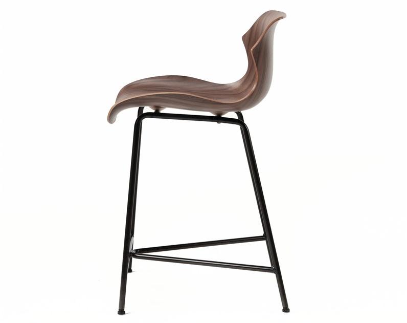 BassamFellows Табурет из стали и дерева со спинкой Petal Cb-292m - Вид №2