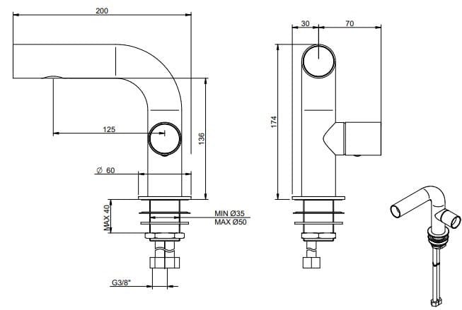 Однорычажный смеситель для раковины из нержавеющей стали Rubinetterie Treemme Watertube ARCH-00129957 - Вид №4