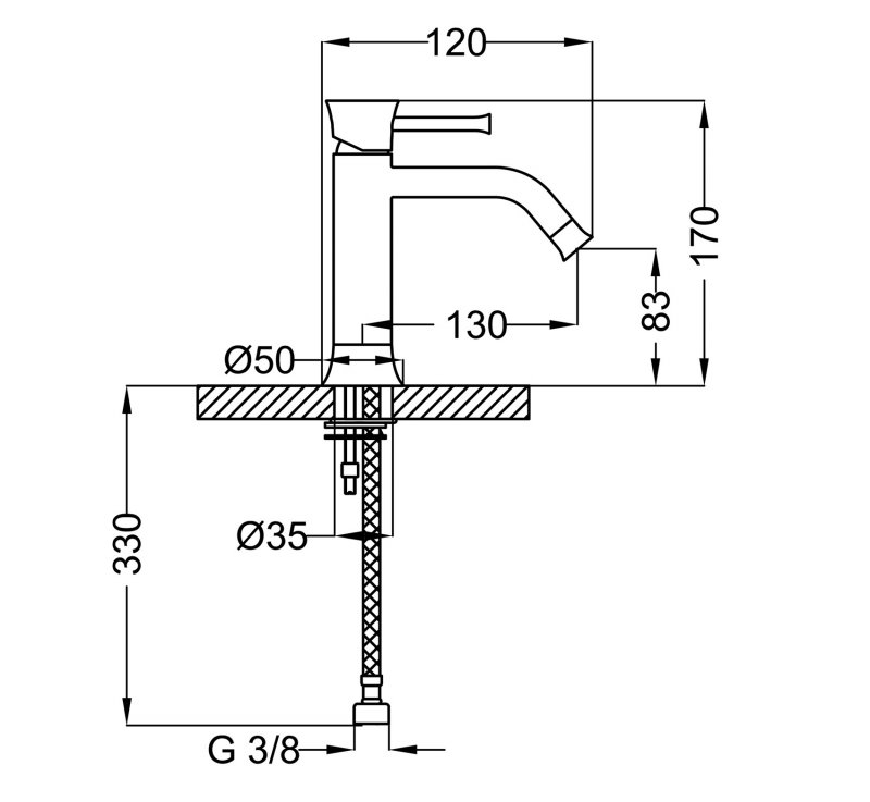Смеситель на раковину однорычажный Cezares POSITANO-LSM1-01 - Вид №1
