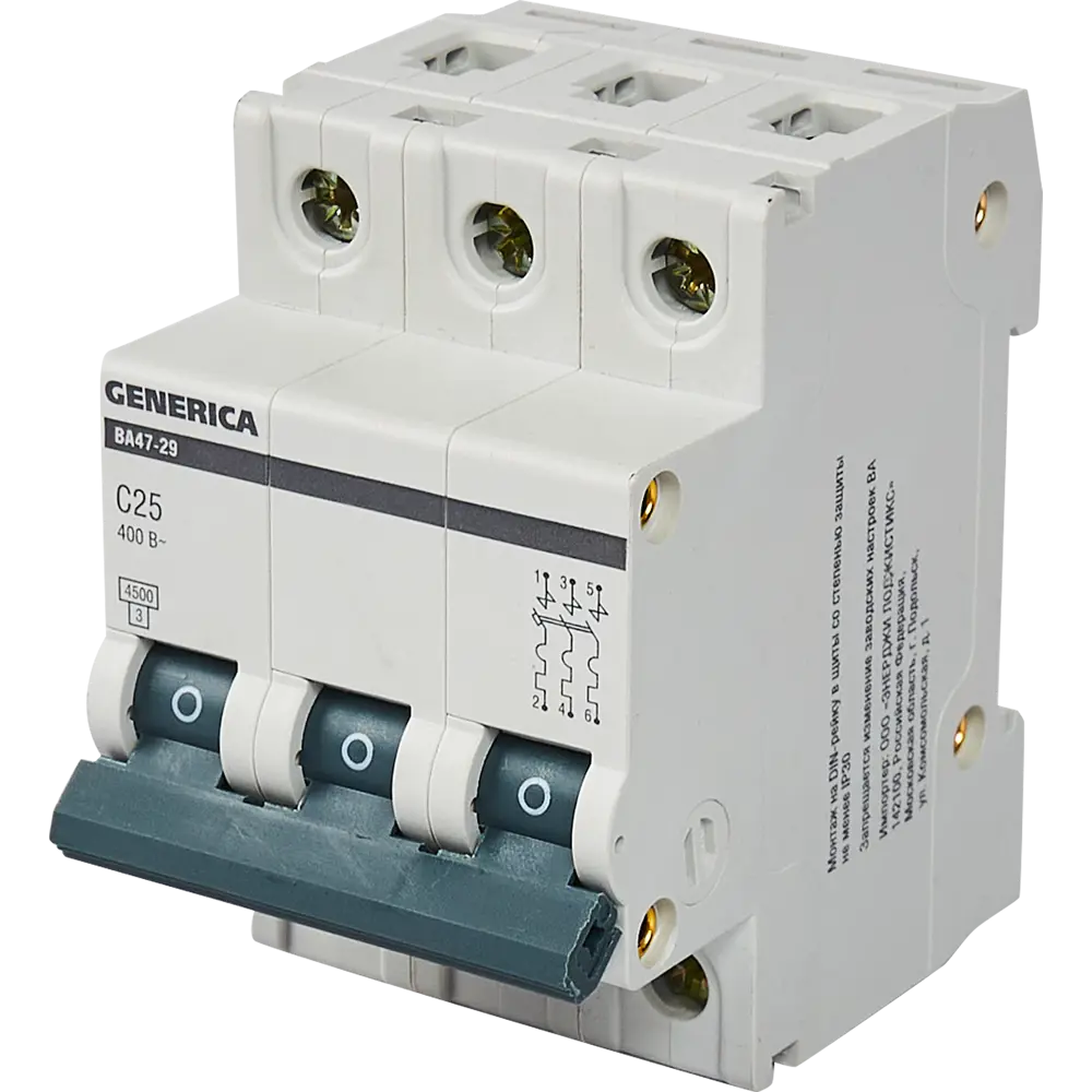 Автоматический выключатель Generica ВА47-29 3Р для защиты электросети 84798312 STLM-0055298