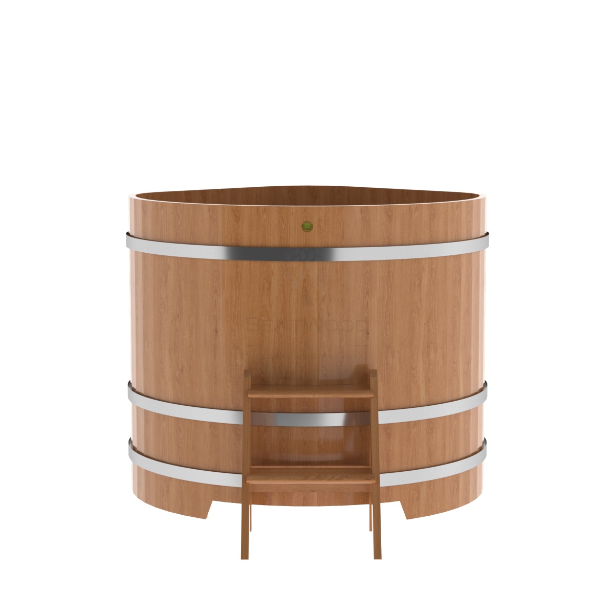 1355 Купель угловая из дуба 1,19х1,19х1,1 натуральная Alyarus  - Вид №3