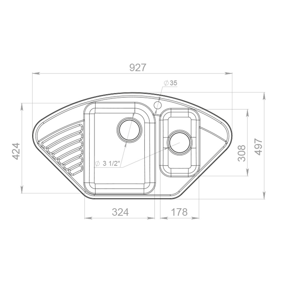 RQ987 топаз Мойка кухонная прямоугольная Raiber  - Вид №1